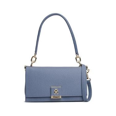 Imagem de Tommy Hilfiger Bolsa de ombro de couro com alça transversal removível, Tinta desbotada, One Size
