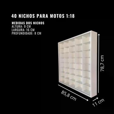 Imagem de Expositor 40 nichos 1:18 para miniatura motos 28-1 - Genérica, Branco