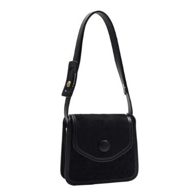 Imagem de Bolsa de ombro feminina de poliuretano elegante para uso diário, Preto