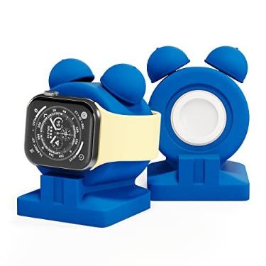 Imagem de VallexMall Suporte para Apple Watch Série Ultra 8/7/6/Se/5/4/3/2/1 Suporte de silicone para Apple Watch suporta suporte de suporte de base de carregamento no modo de mesa de cabeceira [carregador não incluído]