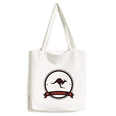 Imagem de Bolsa de lona com ilustração de emblema canguru sabor australiano, bolsa de compras casual