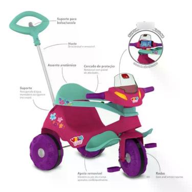 Imagem de Triciclo Infantil Bandeirante Velobaby Passeio E Pedal Cor R Azul/verd