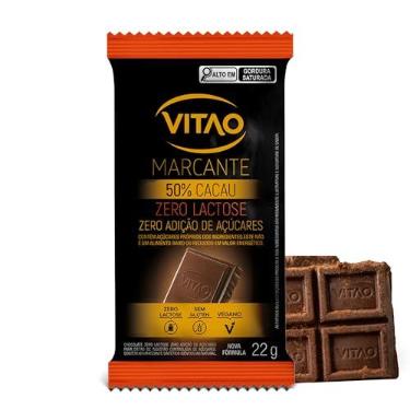 Imagem de VITAO Chocolate Sem Lactose Zero Açúcar 22g – 50% Cacau, Sem Glúten e Textura Cremosa