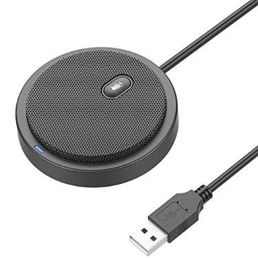 Imagem de Microfone de conferência USB atualizado 2020 para computador, microfone condensador omnidirecional de 360° com tecla silenciosa, ótimo para videoconferências, jogos, conversas, Skype,