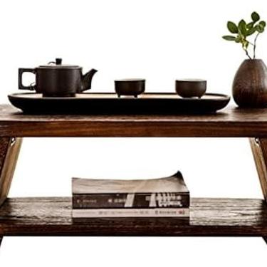 Imagem de Mesa De Meditação Estilo Japonês Altar Mesa De Chão Dobrável Mesa Baixa Para Sentar No Chão Mesa De Chá Antiga Mesa Baixa Simples Mesa De Centro Para Sala De Estar,Marrom,50x30x20cm,YUYANAIAI