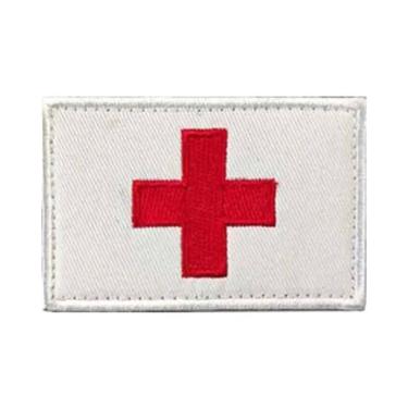 Imagem de Patch Tático Bordado Cruz Vermelha Com Gancho E Laço Para Primeiros So