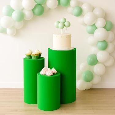 Imagem de Trio Capa Cilindro Festa Decorativas em Helanca Sublimada para Mesa Principal, OPPS® (Verde)