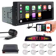 Kit Multimídia 1 Din + Câmera Ré + Sensor 8 Pontos Branco Kia Picanto 