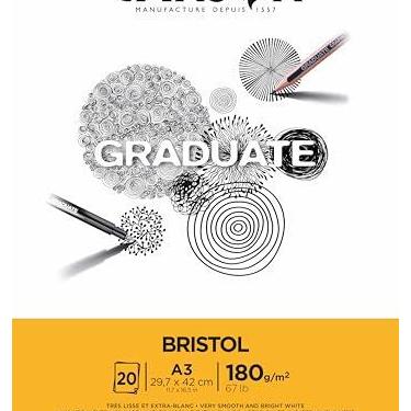 Imagem de CANSON Graduate Bristol, Papel para Desenho Acetinado em Bloco, Tamanho A3