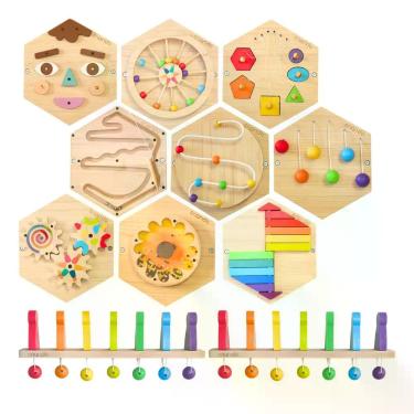 Imagem de Kit Painel Sensorial Colméia e Efeito Dominó 11 peças Brinquedos Educa