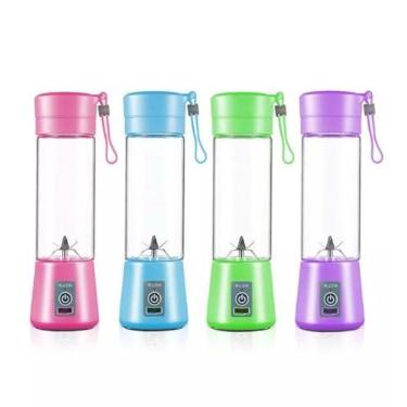 Imagem de Mini Liquidificador Portatil Mixer Juice Garrafa Portátil Cabo USB 6 Lâminas Shake Coqueteleira Eletrica Sem Fio Squeeze Recarregavel Cor sortidas Premium FastJoy