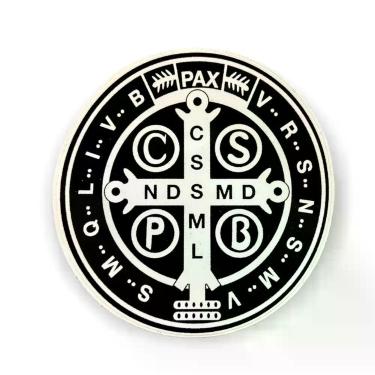 Imagem de Adesivo Para Carro Medalha São Bento 8cm Preto e Branco P - SANTISSIMA