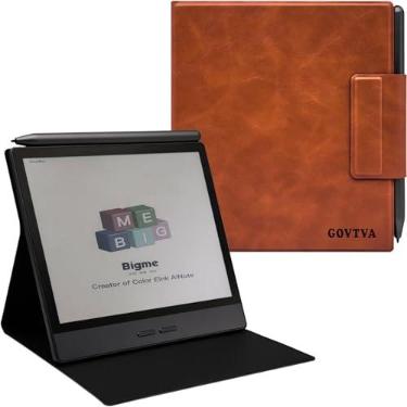 Imagem de GOVTVA Capa com suporte magnético para Bigme B7 Color/Bigme B7 PRO (lançado em 2025) Capa de couro leve ultrafina com fivela magnética para caneta, hibernar/despertar automático (marrom vintage)
