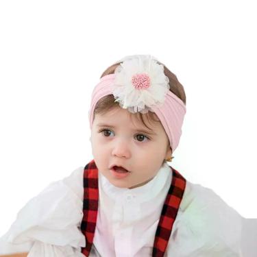 Imagem de 1 Peça Faixa Cabelo Nylon Bebês Flor de Malha Cor Rosa - - anjo da mam