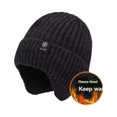 Imagem de Boné Masculino De Inverno Com Forro De Pelúcia Sintética, Gorro Quente