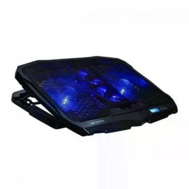 Imagem de Suporte para Notebook com Cooler NBC-100BK 4 Coolers LED Azul Ajuste de Altura e Controle de Velocidade Preto C3tech