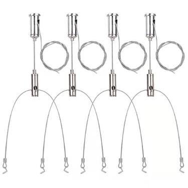 Imagem de Vigtayue Kit com 4 conjuntos / 8 peças de luminária de suspensão de luz, kit de fixador de ferragens, 1 m ajustável galvanizado revestido para pendurar 5 kg por faixa para painel de luz LED de aquário comercial