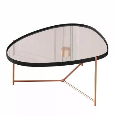 Imagem de Mesa De Centro Organica Alamanda Espelhada Com Pés Metálicos Preto-bronze