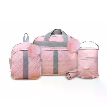 Imagem de Kit Bolsa Maternidade 4 Peças Mescla Bolsa Grande + Mochila + Frasquei
