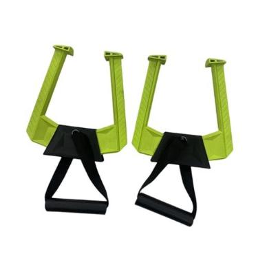 Imagem de YIJU Barra de flexão portátil de 2 peças para batente de porta, equipamento de fitness multifuncional antiderrapante, alças de barra de flexão para hotel, Verde