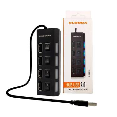 Imagem de Kit 2 HUB USB 2.0 Alta Velocidade Ecooda EC1750 - Kingleen