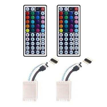 Imagem de Kit 2 Controles Rgb 44 teclas para Fita Led 5050 3528 + 2 Central Controladora Controlador + Conector 4 Vias Pinos