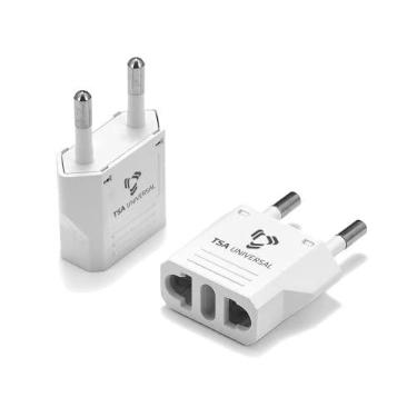 Imagem de Adaptador de alimentação de viagem dos Estados Unidos para a França para conectar plugues elétricos norte-americanos a tomadas francesas para celulares, tablets, eReaders e mais (pacote com 2, branco)