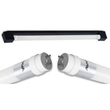 Imagem de Kit Calha Sobrepor Lâmpada Tubular Led 1,2m Preto + Lâmpada T8 18w Branco Quente