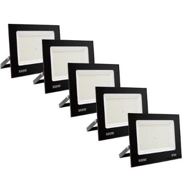Imagem de Kit 5 Refletor Led Holofote 800w Ip66 Bivolt Luz Branco Frio