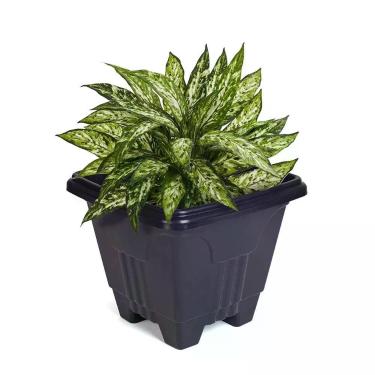 Imagem de Vaso Quadrado 16,5 L De Plástico Preto Para Plantas E Decoração