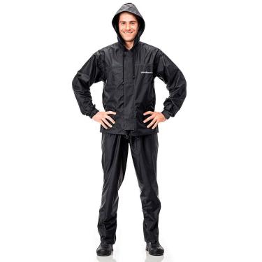 Imagem de Capa De Chuva Para Motoqueiro Pantaneiro Nylon Com Capuz, Preto, M