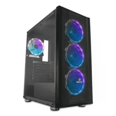 Imagem de Gabinete Gamer Concórdia,  Mid Tower, Lateral em Vidro Temperado, 4x Cooler Fans LED RGB, Preto