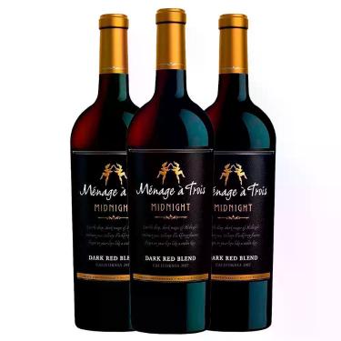 Imagem de Kit 3 Garrafas Vinho Tinto Menage a Trois Midnight Dark Red Blend 750m
