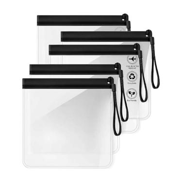 Imagem de Kit 5 Saquinho Bolsa Zip Lock Aeroporto Viagem Internacional - Genéric