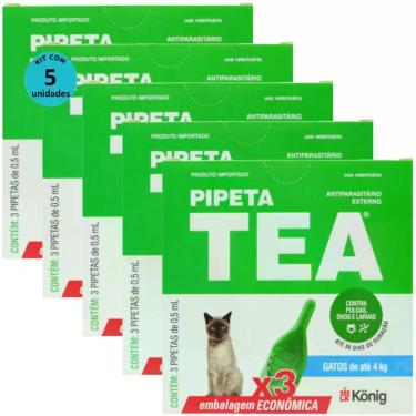 Imagem de Pipeta Tea 0,5 ml Antiparasitário Contra Pulgas Para Gatos de até 4 Kg