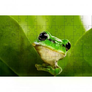 Imagem de Quebra-cabeça Micro Sapo Verde de 300 Peças em MDF para Memória e Concentração com Relaxamento Verde Coleção Tea e Amor