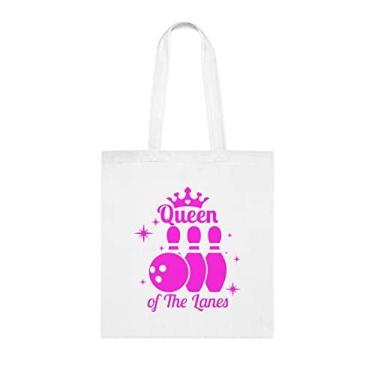 Imagem de Queen Of The Lanes 1 sacola, presente divertido, bolsa de ombro, bolsas reutilizáveis, cesta de Natal de aniversário, ideia de presente, Branco