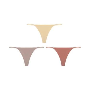 Imagem de Calcinhas Tanga Sem Costura De Cintura Baixa 3PCS Com Alças Finas E Al