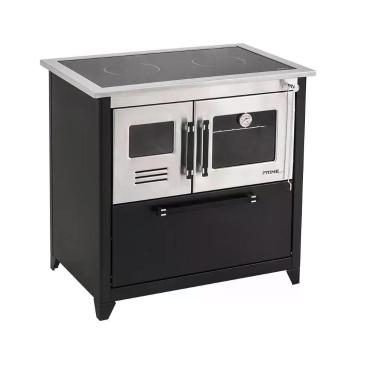 Imagem de Fogão a Lenha 4 Bocas com Forno a Gás 40L Hidro Prime Glass Preto Direito Modelo 22465
