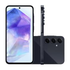 Samsung Galaxy A55 5G, Câmera Tripla Traseira de até 50MP, Selfie de 32MP, Nightography, Apagador de objetos, Design em metal e vidro, IP67, Super AMOLED 6.6" 120Hz Vision Booster, 128GB - Azul Escuro