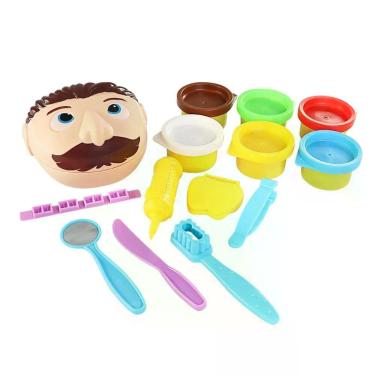 Imagem de Kit Massinha Dentista com 14 Peças Brinquedo Infantil Experiência Educativa e Divertida Plástico 350g