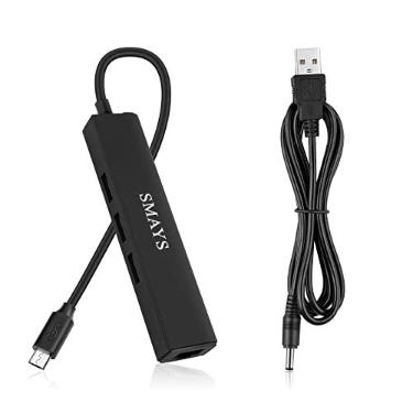 Imagem de Adaptador Ethernet USB OTG compatível com Roku Express 4K+ 2021 e Fire TV Stick Streaming Media Player - Micro USB para hub USB de 3 portas com LAN e cabo de alimentação