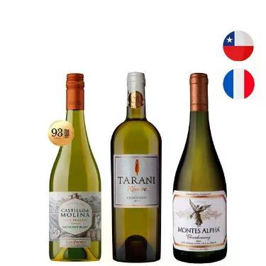 Imagem de Kit Vinhos Brancos Chilenos e Frances - Viña San Pedro, Vinovalie, Viñ