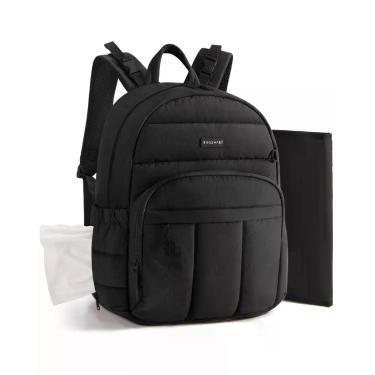 Imagem de Mochila BAGSMART Bolsa de Fraldas Impermeável e Isolada  Preta