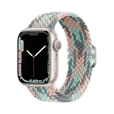 Imagem de Pulseira Ajustável De Elástico Trançado Para Apple Watch 45mm 49mm 44m