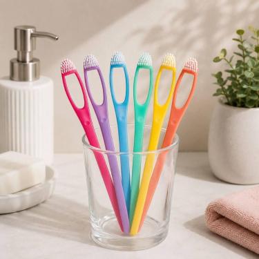 Imagem de Limpador de Língua Ergonômico Hálito Fresco Cores Sortidas - Dentalcle