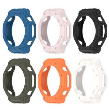 Imagem de HXFRTYU Pacote com 6 capas compatíveis com Amazfit T-Rex 3, proteção militar TPU resistente a arranhões para Amazfit T-Rex 3 Smartwatch acessórios preta
