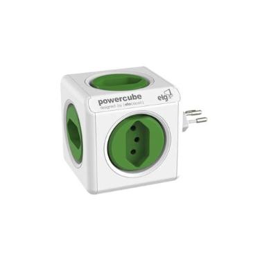 Imagem de ELG, PWC-R5, PowerCube, Multiplicador 5 Tomadas, Disjuntor Integrado de 10A, Filtro de Linha com Protetor de Surto, Bivolt, Branco e Verde