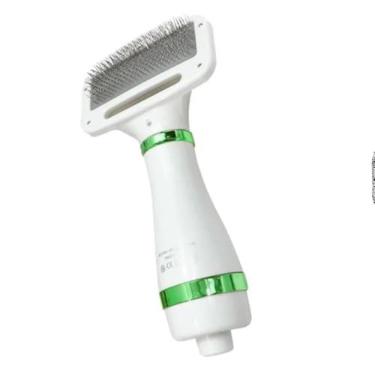 Imagem de Escova Secadora de Pelos para Pet, Branca, 300W, Secador e Escova 2 em 1, Silenciosa, com Cerdas de Arame, 23x6,5x12cm, para Cães e Gatos