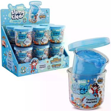 Imagem de Slime Infantil Clear Charms Tesouro Marinho 122g Transparente Crunchy com Enfeites Gelelé